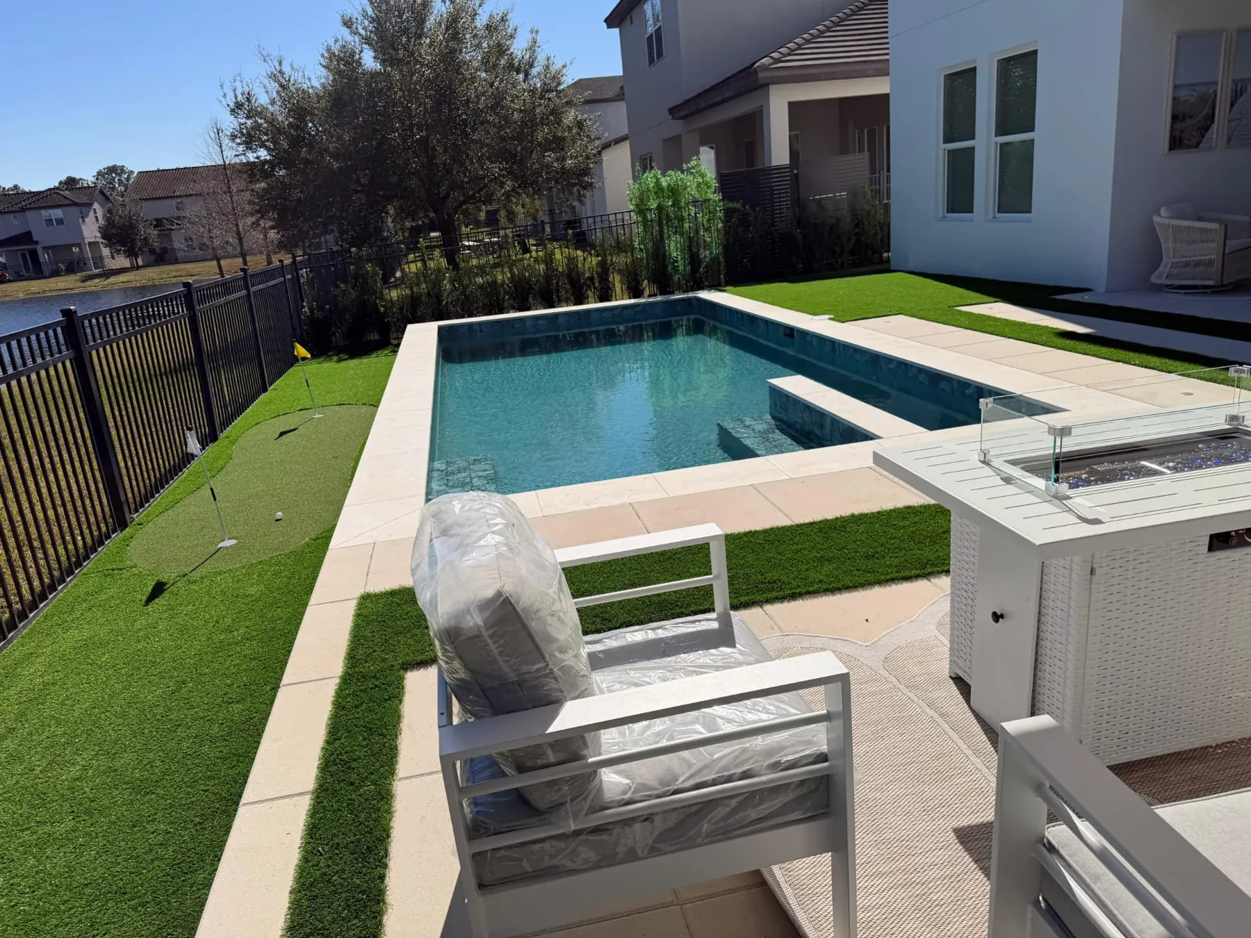 Pool, Fire Table & Putting Green