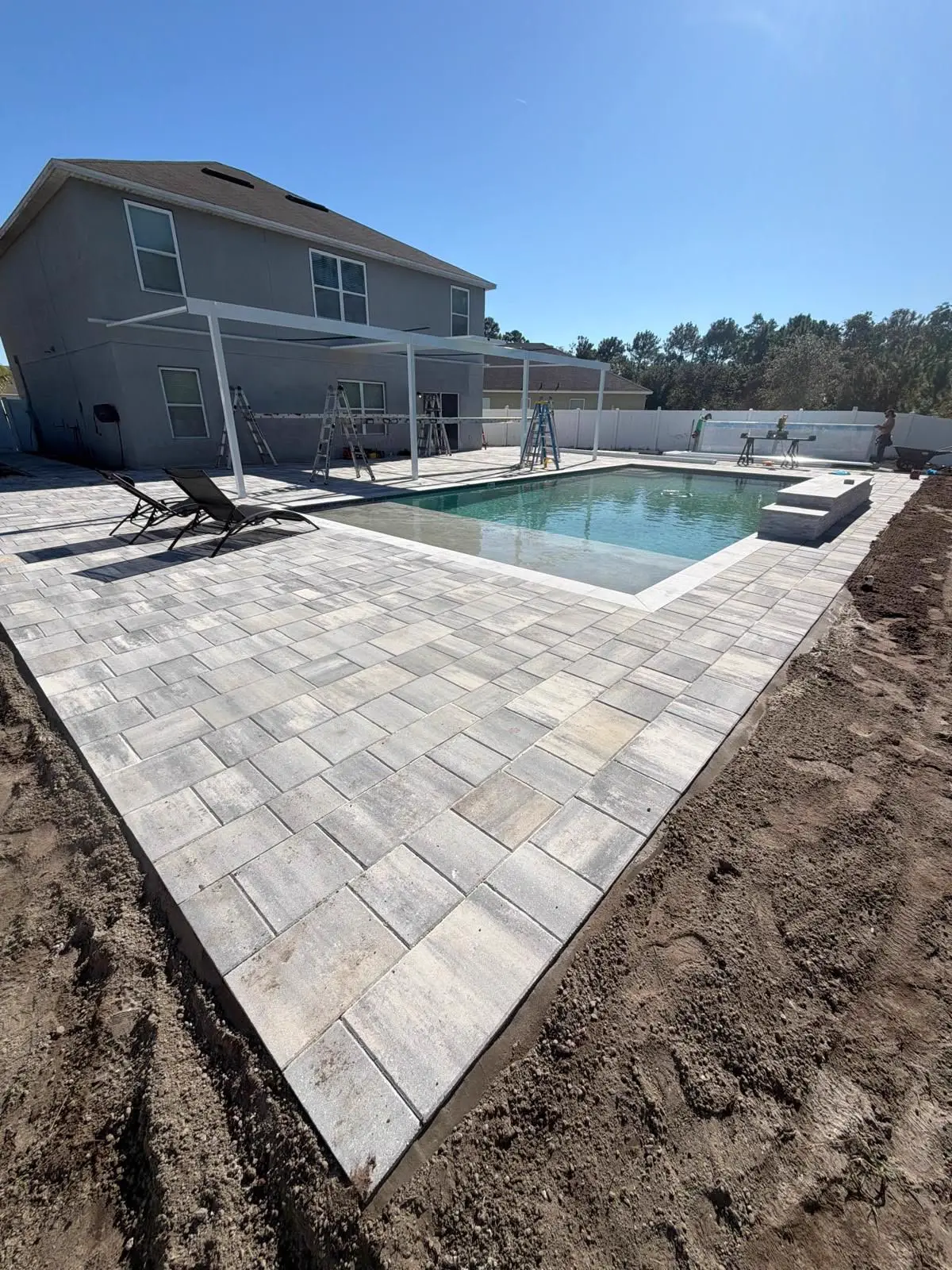 Silver Paver Pool Deck